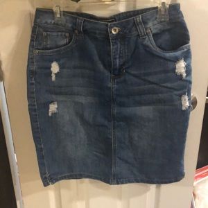 Cato’s Distressed Jean Skirt